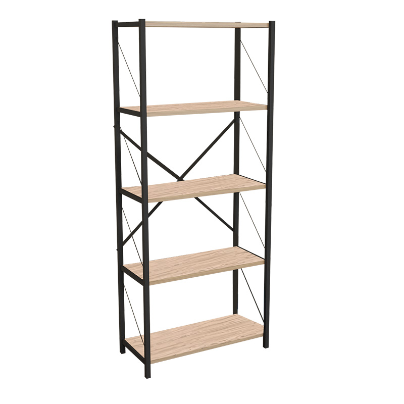 Bibliotekë Draizy pakoworld melaminë lisi-metal i zi 63x30x150cm