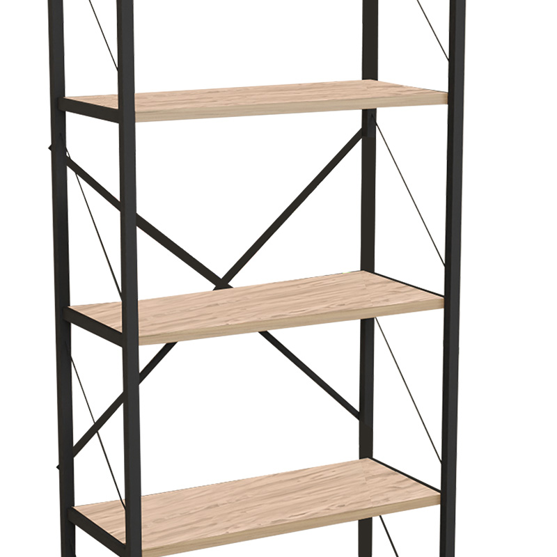 Bibliotekë Draizy pakoworld melaminë lisi-metal i zi 63x30x150cm