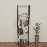 Bibliotekë Glase pakoworld melamine lisi-metal i zi 40x30x150cm