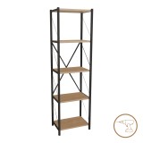 Bibliotekë Glase pakoworld melamine lisi-metal i zi 40x30x150cm