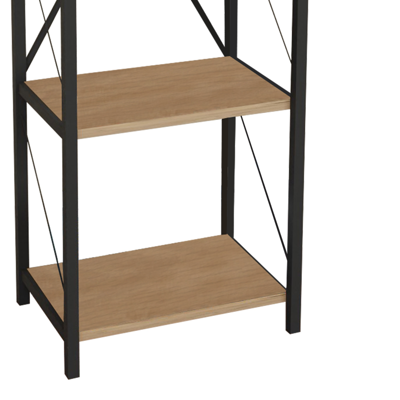 Bibliotekë Glase pakoworld melamine lisi-metal i zi 40x30x150cm
