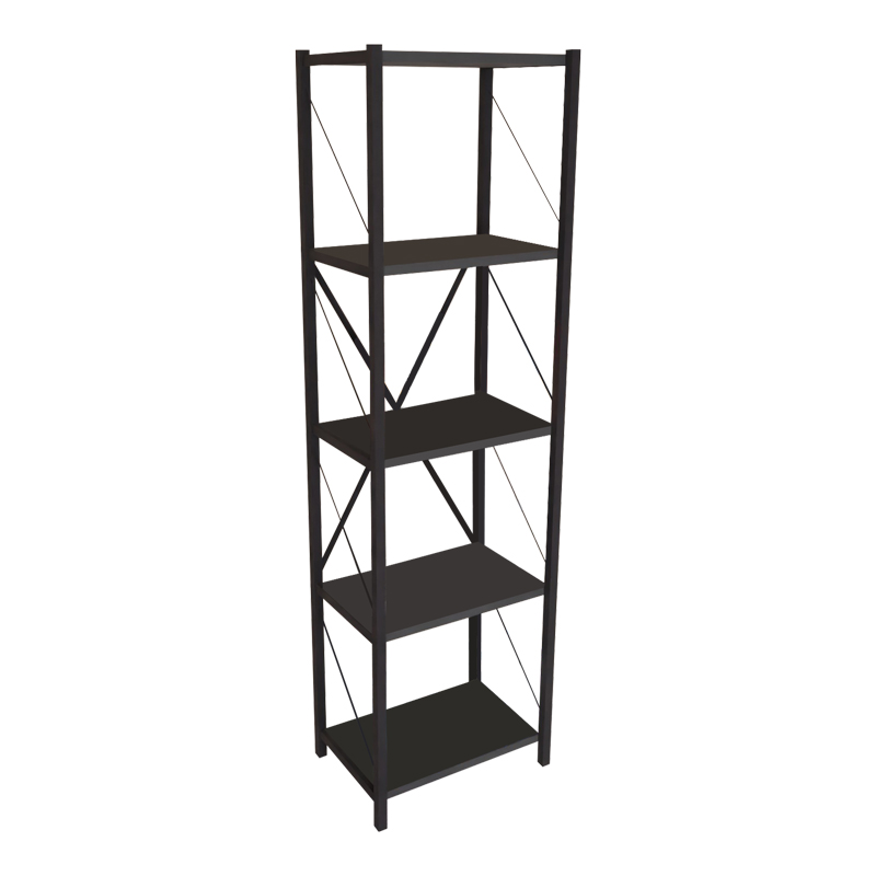 Bibliotekë Glase pakoworld melamine antracit-metal i zi 40x30x150cm