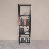 Bibliotekë Glase pakoworld melamine antracit-metal i zi 40x30x150cm