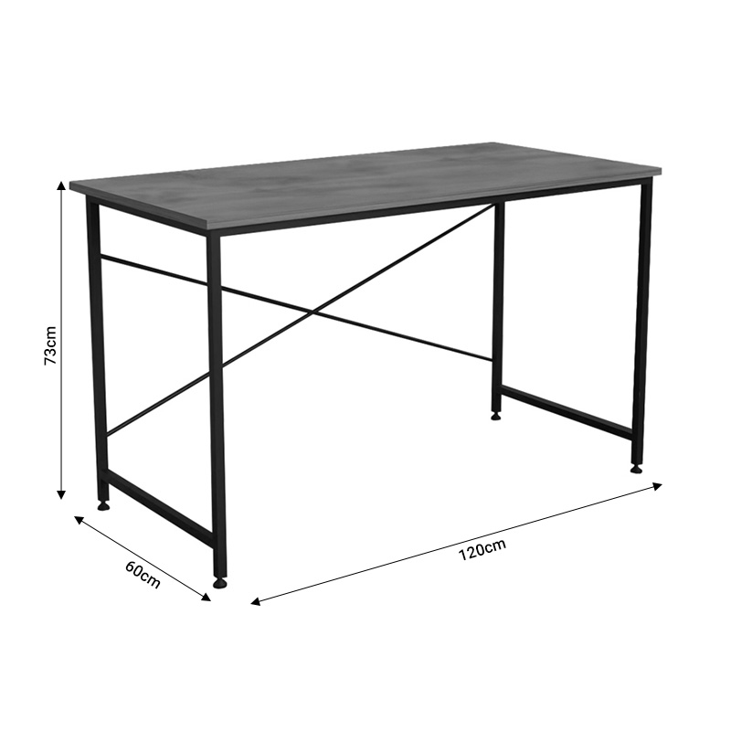 Tavolinë zyre Karvem pakoworld melaminë lisi-metal i zi 120x60x73cm