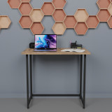 Tavolinë zyre muri e palosshme Thox pakoworld melaminë lisi-metal i zi 80x50x72cm
