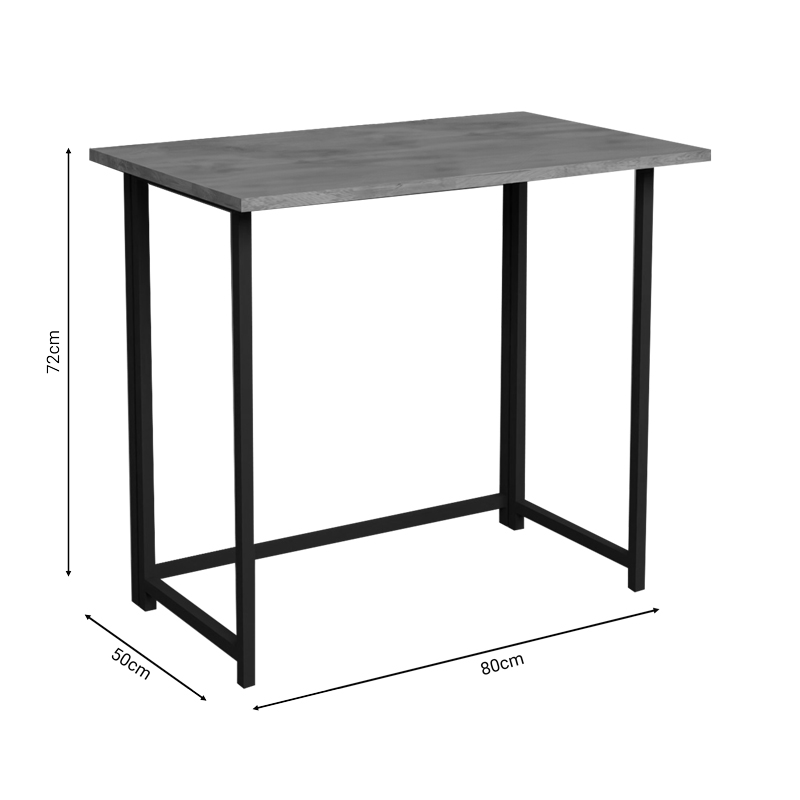 Tavolinë zyre muri e palosshme Thox pakoworld melaminë lisi-metal i zi 80x50x72cm