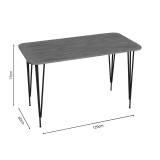 Tavolinë ngrënieje Palkon pakoworld melaminë lisi-metal i zi 120x60x73cm