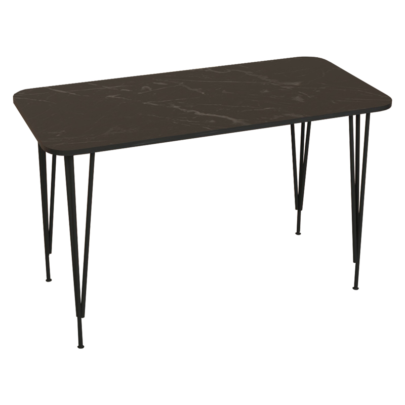 Tavolinë ngrënieje Palkon pakoworld melaminë mermeri i zi-metal i zi 120x60x73cm
