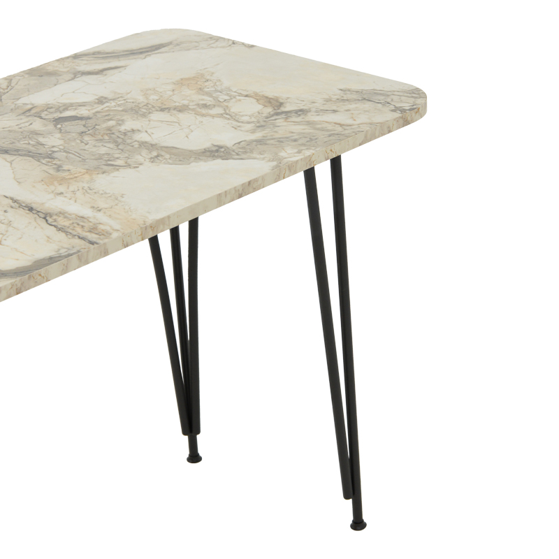 Tavolinë ngrënieje Palkon pakoworld melaminë e bardhë-metal i zi 120x60x73cm