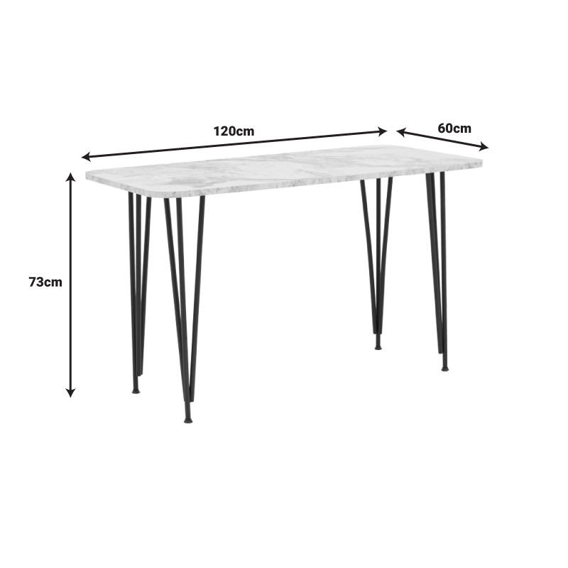 Tavolinë ngrënieje Palkon pakoworld melaminë e bardhë-metal i zi 120x60x73cm