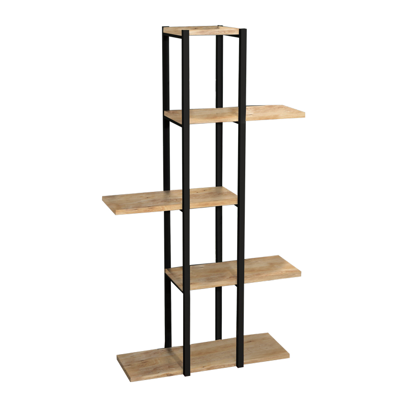 Raft dyshemeje Ploko pakoworld melaminë lisi-metal i zi 60x24.7x111cm