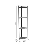 Raft këndi dyshemeje Byrk pakoworld melaminë lisi-metal i zi 30x30x160cm