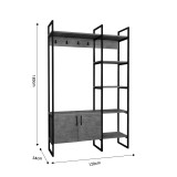 Mobilje hyrjeje Thoj pakoworld melaminë lisi-metal i zi 120x34x180cm