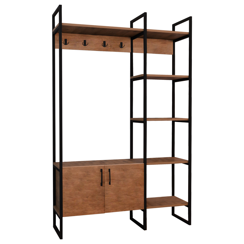 Mobilje hyrjeje Thoj pakoworld melaminë lisi-metal i zi 120x34x180cm