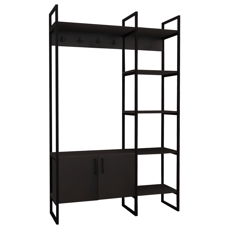 Mobilje hyrjeje Thoj pakoworld melamine antracit-metal i zi 120x34x180cm