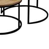 Tavolina kafeje Solme pakoworld set 2 copë melaminë natyrale-metal i zi