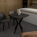 Tavolinë Prestone pakoworld mermer i zi melamine-metal i zi 70x70x75cm