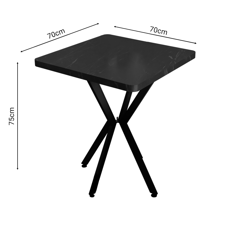 Tavolinë Prestone pakoworld mermer i zi melamine-metal i zi 70x70x75cm