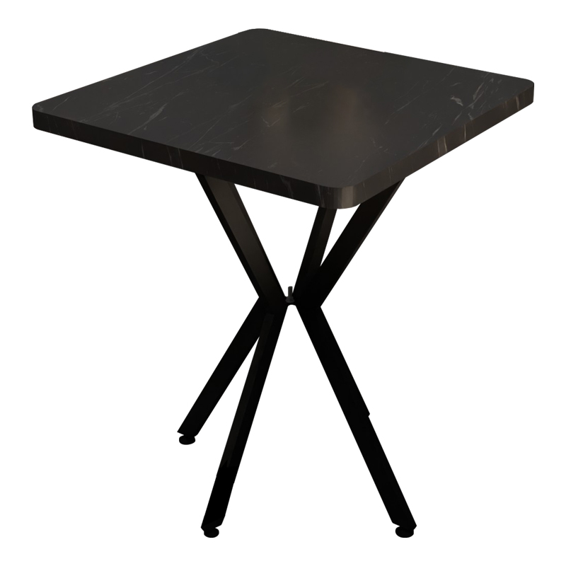 Tavolinë Prestone pakoworld mermer i zi melamine-metal i zi 70x70x75cm