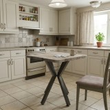 Tavolinë Prestone pakoworld mermer i bardhë melamine-metal i zi 70x70x75cm