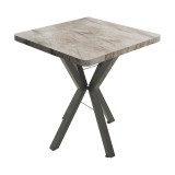 Tavolinë Prestone pakoworld mermer i bardhë melamine-metal i zi 70x70x75cm