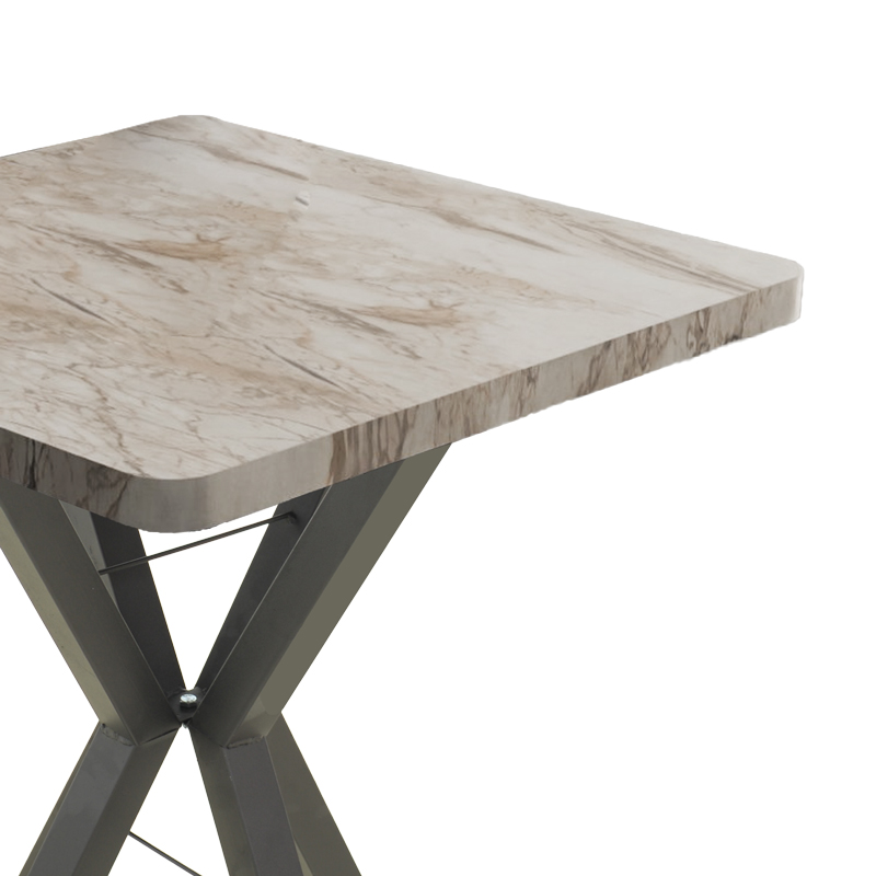 Tavolinë Prestone pakoworld mermer i bardhë melamine-metal i zi 70x70x75cm