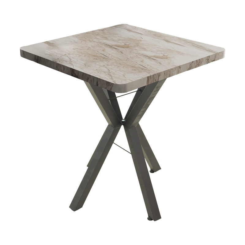 Tavolinë Prestone pakoworld mermer i bardhë melamine-metal i zi 70x70x75cm