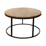 Tavolinë kafeje Drion pakoworld melaminë lisi-metal i zi D60x42cm