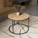 Tavolinë kafeje Drion pakoworld melaminë lisi-metal i zi D60x42cm