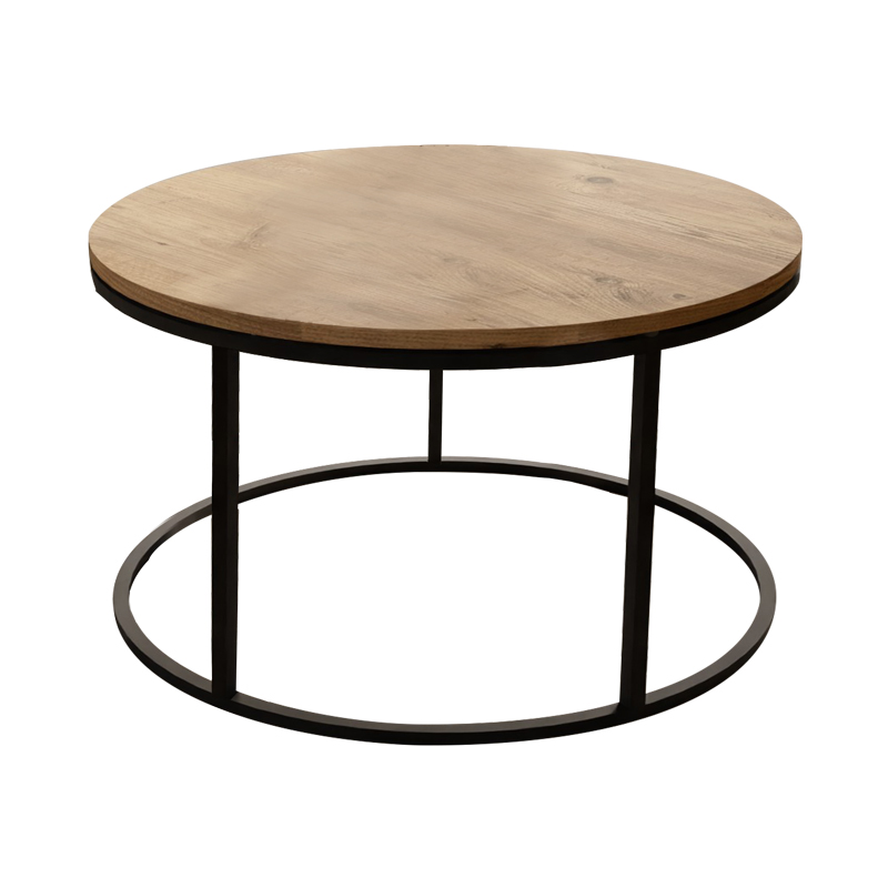 Tavolinë kafeje Drion pakoworld melaminë lisi-metal i zi D60x42cm