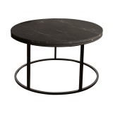 Tavolinë kafeje Drion pakoworld melaminë mermeri i zi-metal i zi D60x42cm
