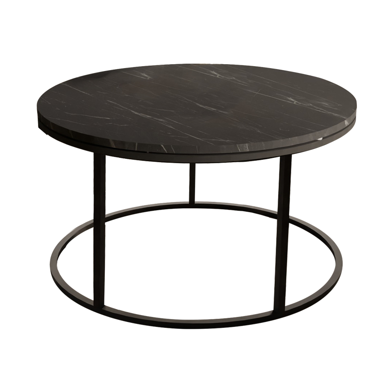 Tavolinë kafeje Drion pakoworld melaminë mermeri i zi-metal i zi D60x42cm