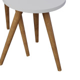 Tavolina anësore Perjene pakoworld set prej 3 copash melamine në nuancë të bardhë dhe këmbë druri