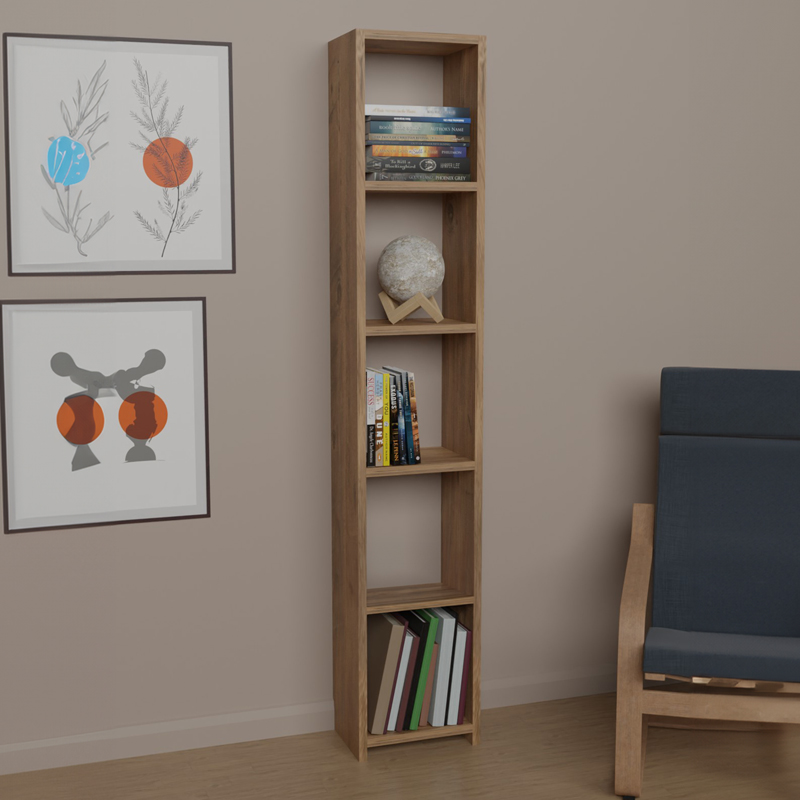 Bibliotekë Barzine pakoworld melamine në nuancë natyrale 27.6x19.5x150cm