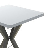 Prestone pakoworld tavolinë melamine në nuancë të bardhë dhe këmbë metalike të zezë 70x70x75cm