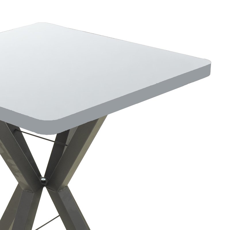 Prestone pakoworld tavolinë melamine në nuancë të bardhë dhe këmbë metalike të zezë 70x70x75cm