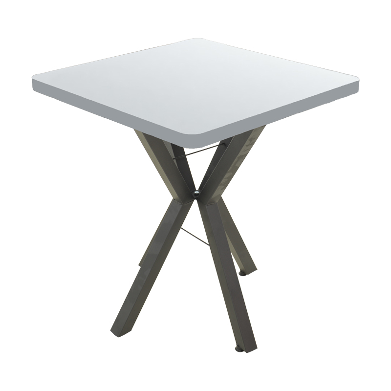 Prestone pakoworld tavolinë melamine në nuancë të bardhë dhe këmbë metalike të zezë 70x70x75cm