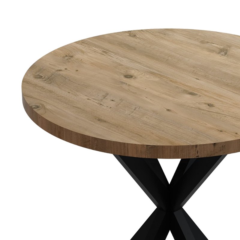 Tavolinë Kalipso pakoworld melamine në nuancë natyrale dhe këmbë metalike të zezë D70x75cm