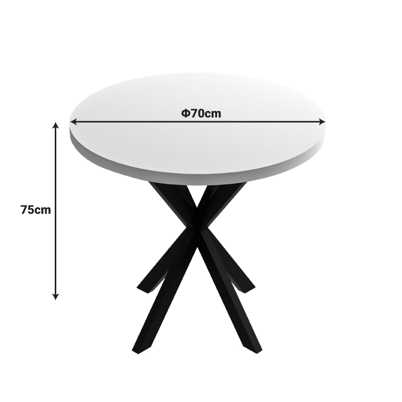 Tavolinë Kalipso pakoworld melamine në nuancë natyrale dhe këmbë metalike të zezë D70x75cm