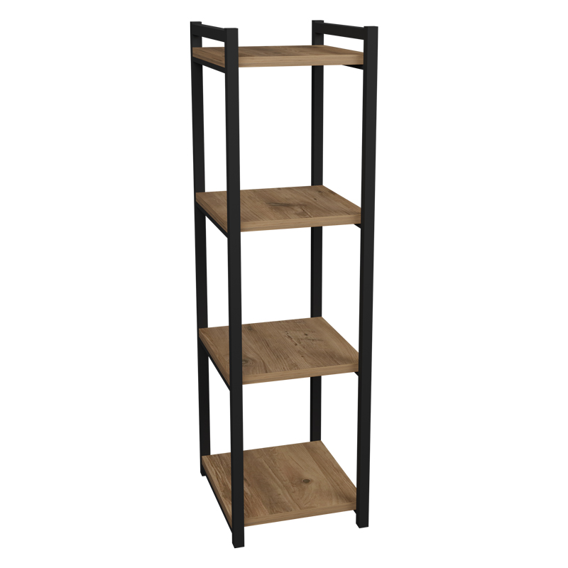 Raft dyshemeje Harvey pakoworld metal i zi dhe melamine në nuancë natyrale 33x28x100cm