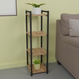 Raft dyshemeje Harvey pakoworld metal i zi dhe melamine në nuancë natyrale 33x28x100cm