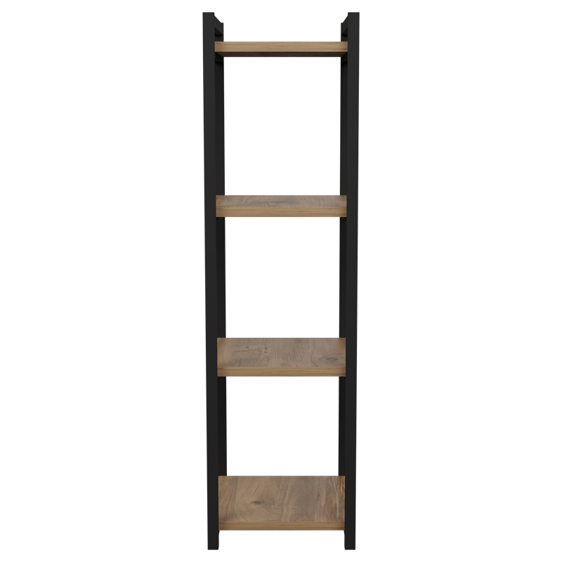 Raft dyshemeje Harvey pakoworld metal i zi dhe melamine në nuancë natyrale 33x28x100cm
