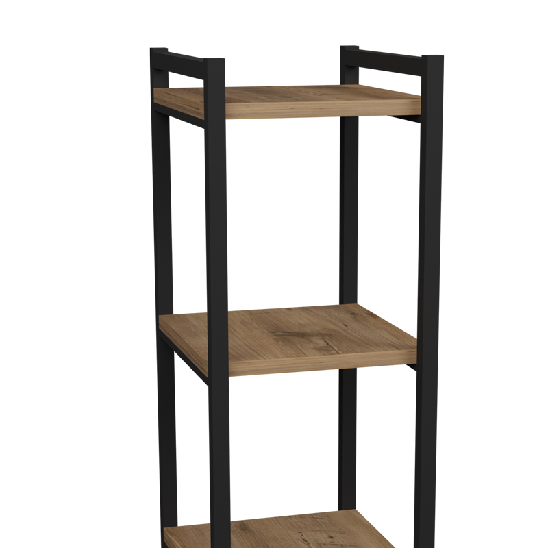 Raft dyshemeje Harvey pakoworld metal i zi dhe melamine në nuancë natyrale 33x28x100cm