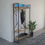Mobilje hyrjeje Levento pakoworld lisi me kornizë metalike të zezë 88x34x180 cm