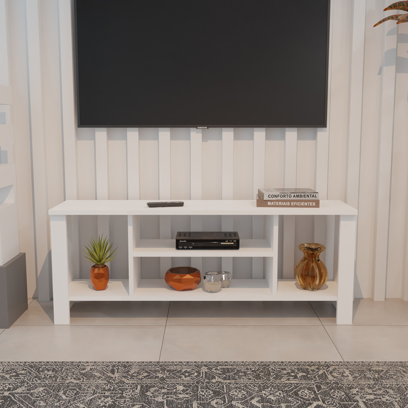 Komodinë TV Seref pakoworld në ngjyrë të bardhë 120x30x47cm