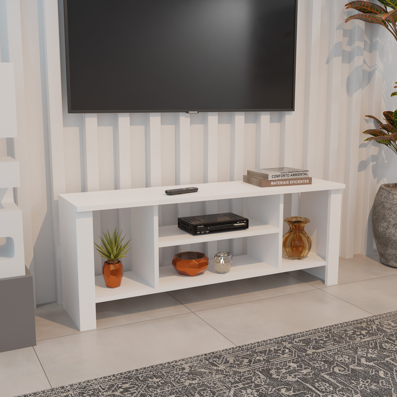Komodinë TV Seref pakoworld në ngjyrë të bardhë 120x30x47cm