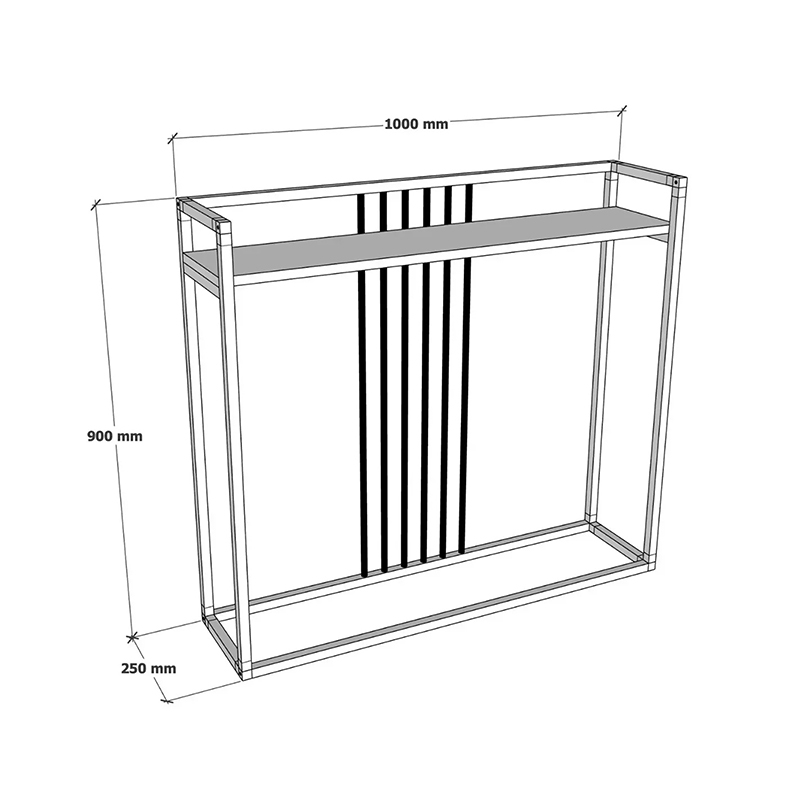 Tavolinë konsol Convida pakoworld antracit me kornizë metalike të zezë 100x25x90cm