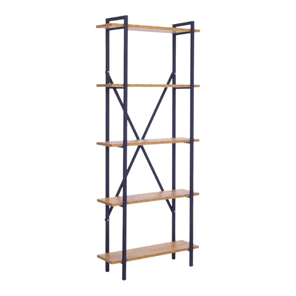 Bibliotekë Derena pakoworld OAK me metal të zi 60x29x160cm