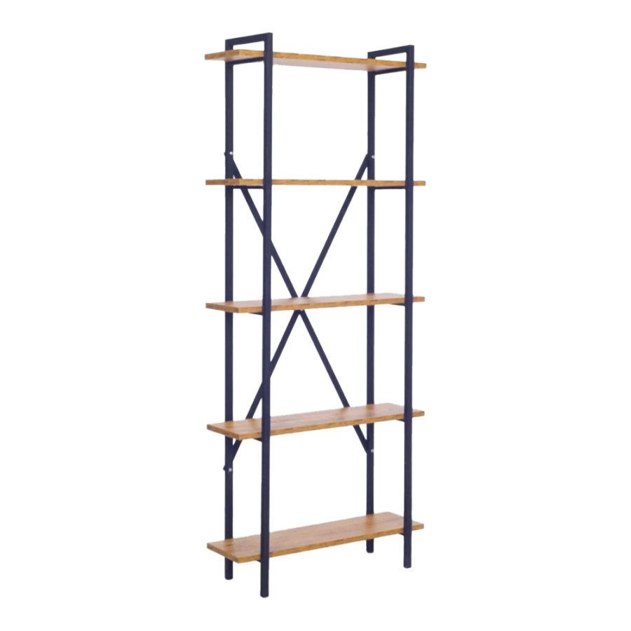 Bibliotekë Derena pakoworld OAK me metal të zi 60x29x160cm