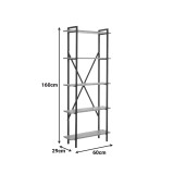 Bibliotekë Derena pakoworld OAK me metal të zi 60x29x160cm